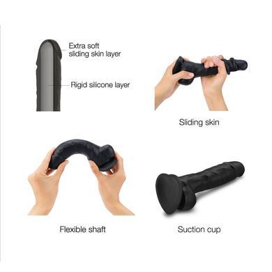 Реалистичный фаллоимитатор Strap-On-Me Sliding Skin Realistic Dildo Black S, эффект подвижной кожи SO6252 фото