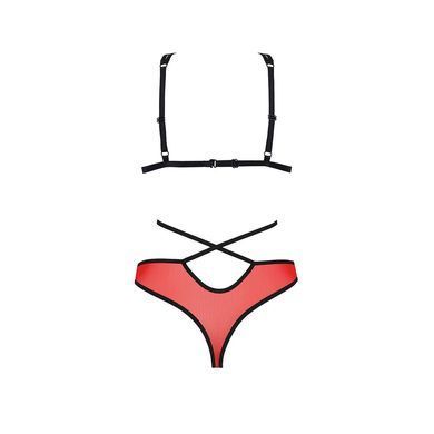 Комплект білизни Passion PEONIA SET L/XL red, бра, трусики SO8466 фото