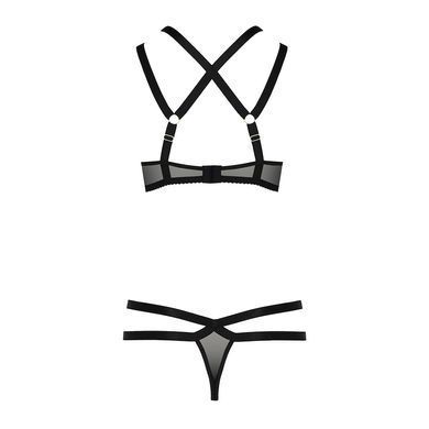 Комплект белья Passion Exclusive HAGAR SET S/M, black, стрепы, трусики и лиф PS24705 фото