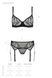 Комплект Passion LEAFA SET black, L/XL, кружево+сетка, бюстгальтер на косточках, стринги, пояс для чулок SX0509 фото 5