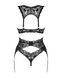 Комплект білизни Obsessive Donna Dream 3-pcs set M/L Black, бюстгальтер, стрінги, пояс для панчіх SO8637 фото 4