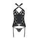 Сетчатый комплект с узором Passion HIMA CORSET L/XL, black, корсет с халтером, подвязки, трусики SO5349 фото 5