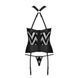 Сетчатый комплект с узором Passion HIMA CORSET L/XL, black, корсет с халтером, подвязки, трусики SO5349 фото 6