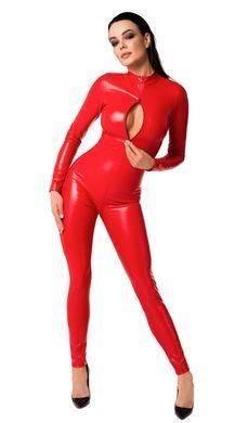 Комбинезон Noir Handmade F353 Red powerwetlook overall - 3XL SX2013 фото