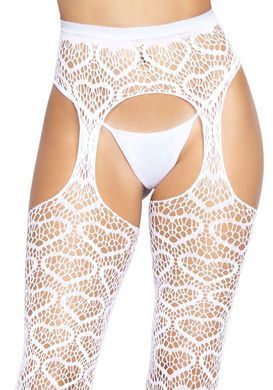 Ажурные колготки с сердечками Leg Avenue Heart White, one size, имитация чулок SO7910 фото
