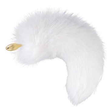 Металлическая анальная пробка Лисий хвост LOCKINK SEVANDA White Fox-Tail Anal Pear-shape Plug SX0865 фото