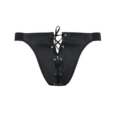 Чоловічі сліпи на шнурівці Passion 044 SLIP BEN L/XL Black, екошкіра, люверси SO7603 фото