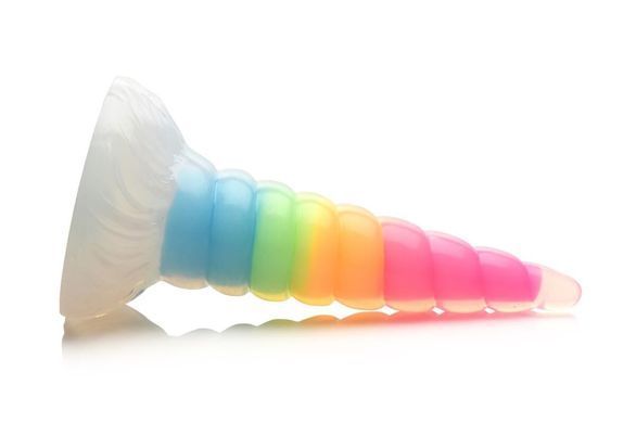 Фэнтезийный фаллоимитатор Creature Cocks Luminescent Rainbow Silicone Dildo, светится в темноте, 19,6 см SX2222 фото