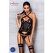 Сетчатый комплект с узором, корсет с халтером, подвязки, трусики Passion HIMA CORSET S/M, black SO5350 фото 3