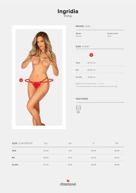 Трусики с доступом Obsessive Ingridia crotchless thong XL/2XL, красные SO9045 фото