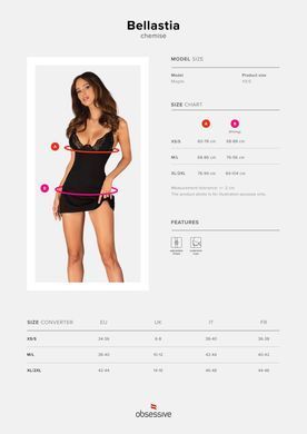 Сорочка Obsessive Bellastia chemise & thong XL/2XL SX1130 фото