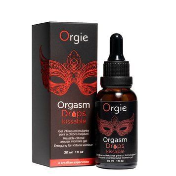 Возбуждающие капли для клитора Orgie Orgasm Drops Kissable, 30 мл, тепло-холод, вкус яблока SX1531 фото