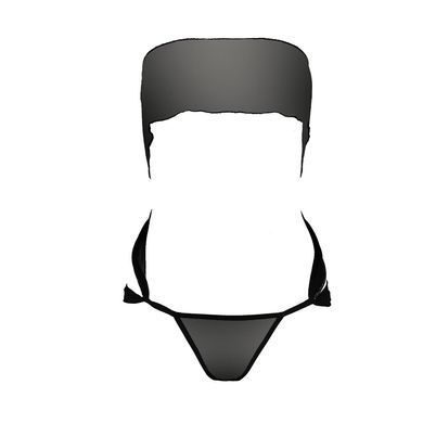 Комплект білизни Passion AMORE SET black, стрінги і ліф у вигляді подарункової стрічки з бантом EL14701 фото