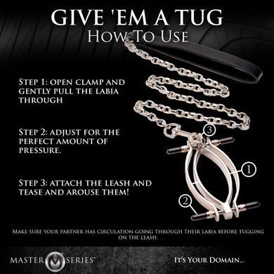 Зажим для половых губ Master Series: Pussy Tugger Adjustable Vagina Clamp with Chain SO8797 фото