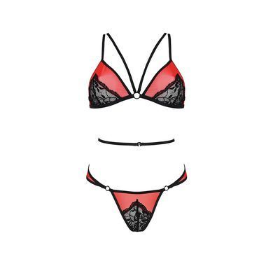 Комплект білизни Passion PEONIA SET XXL/XXXL red, бра, трусики SO8468 фото