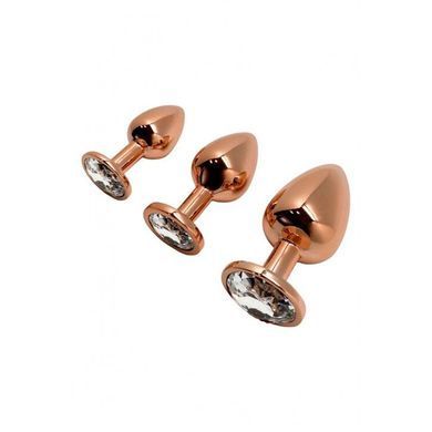 Металлическая анальная пробка Wooomy Tralalo Rose Gold Metal Plug Size M, диаметр 3,4 см, длина 8 см SO7428 фото