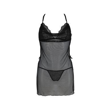 Сорочка Passion DELIENA CHEMISE L/XL black, стрінги із заниженою талією SO8418 фото