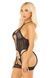 Комплект Leg Avenue Heart Net Cami Garter and String One Size, Black SX1743 фото 4