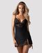 Пеньюар Obsessive Lobellis chemise & thong, XS/S, черный, кружевная отделка, стринги в комплекте SX1020 фото 6