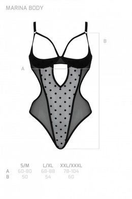 Эротическое боди Passion MARINA BODY, S/M, black, с открытыми чашками SO9718 фото