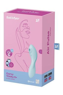 Вакуумный смарт-стимулятор с вибрацией Satisfyer Curvy Trinity 5 (Blue), управление со смартфона SO6726 фото