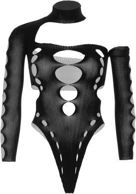Безшовне боді на одне плече Leg Avenue Seamless thong back bodysuit, One Size, чорне SO9097 фото