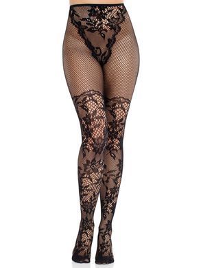 Колготки Leg Avenue Dahlia Lace Tights with Net Thigh Detail One Size SX2747 фото