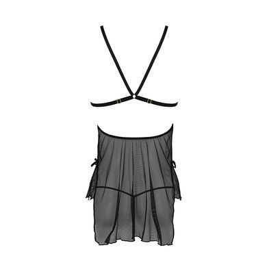 Сорочка Passion DELIENA CHEMISE S/M black, стрінги із заниженою талією SO8419 фото