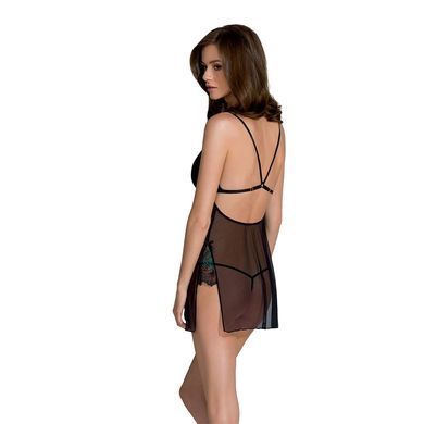 Сорочка Passion DELIENA CHEMISE S/M black, стрінги із заниженою талією SO8419 фото