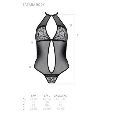 Сетчатое боди с кружевом на груди Passion SATARA BODY L/XL black SO8469 фото