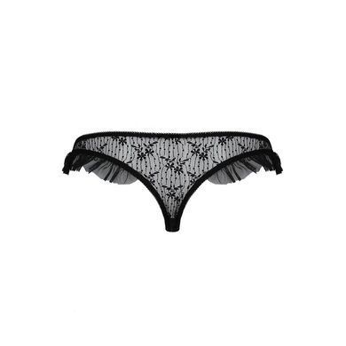 Трусики з оборками Passion Exclusive DONIA THONG L/XL, black PS25901 фото