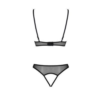 Комплект бралет з ажурним ліфом та відкритими трусиками Passion CHRISTA SET Open Bra XXL/XXXL black SO5761 фото