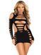 Мінісукня Leg Avenue Shredded cut-out mini dress, One Size, чорна, довгий рукав, фігурні вирізи SX1069 фото 1
