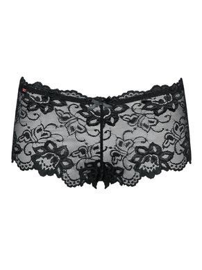 (SALE) Кружевные трусики-шортики Obsessive Idillia shorties black L/XL SX1200 фото