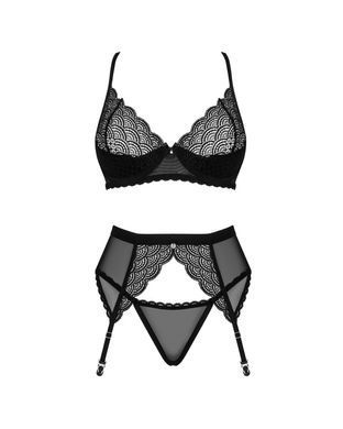 Комплект Obsessive Chemeris 3-pcs set M/L, стринги, пояс для чулок, бюстгальтер SO9768 фото