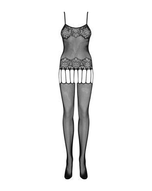 Бодістокінг Obsessive Bodystocking F235 S/M/L, тонкі підв&rsquo;язки, ніжний декор, сіточка SO7231 фото