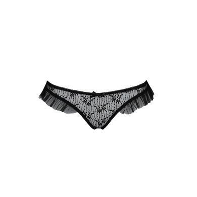 Трусики с оборками Passion Exclusive DONIA THONG S/M, black PS25902 фото