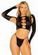 Комплект бесшовного белья Leg Avenue Long sleeve crop top & string Black, One Size, топ, стринги SO9098 фото 5
