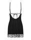 Пеньюар Obsessive Lobellis chemise & thong, XL/2XL, чорний, мереживне оздоблення, стрінги в комплекті SX1022 фото 4