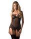 Корсет Obsessive Novenes corset & thong, M/L, прозрачный, открытая спина, стринги в комплекте SX0614 фото 1