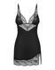 Пеньюар Obsessive Lobellis chemise & thong, XL/2XL, чорний, мереживне оздоблення, стрінги в комплекті SX1022 фото 3