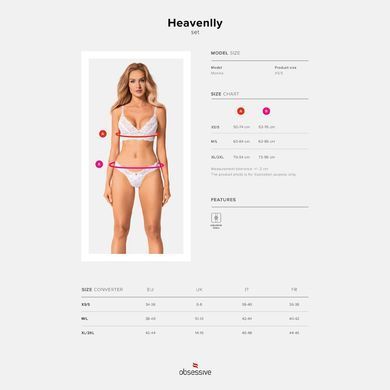Эротический комплект Obsessive Heavenlly 2-pcs set XL/2XL, бюстгальтер и танга SO8174 фото