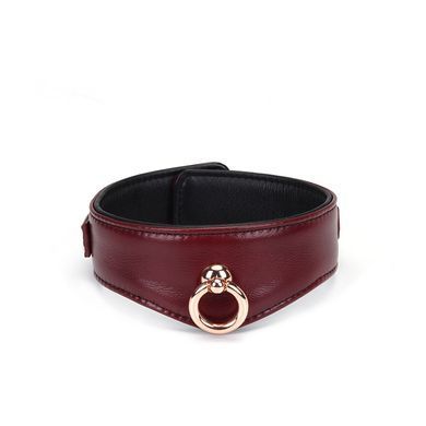 Кожаный ошейник с поводком Liebe Seele Wine Red Curved Collar, замок-сердечко SO9463 фото