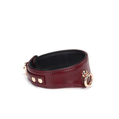 Кожаный ошейник с поводком Liebe Seele Wine Red Curved Collar, замок-сердечко SO9463 фото