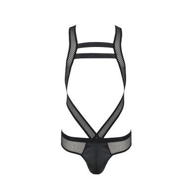 Мужское эротическое сетчатое боди Passion 045 VICTOR S/M Black, экокожа, сетка SO7607 фото