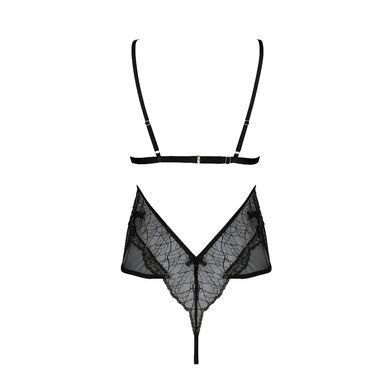 Боди Passion AMBERLY BODY 4XL/5XL black, ассиметричный крой, кружевной лиф, золотая нить SO7049 фото
