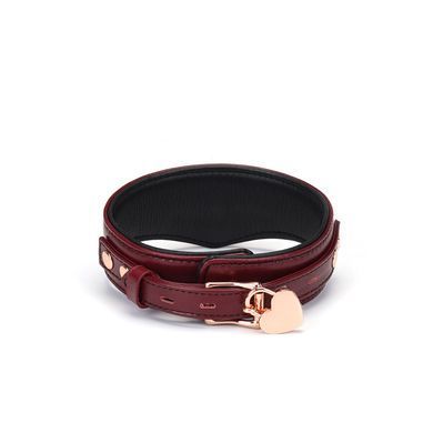 Кожаный ошейник с поводком Liebe Seele Wine Red Curved Collar, замок-сердечко SO9463 фото