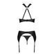 Сетчатый набор с узором, бюстгальтер, трусики, пояс для чулок Passion HIMA SET XXL/XXXL black SO5354 фото 4
