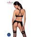 Сетчатый набор с узором, бюстгальтер, трусики, пояс для чулок Passion HIMA SET XXL/XXXL black SO5354 фото 2