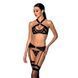 Сетчатый набор с узором, бюстгальтер, трусики, пояс для чулок Passion HIMA SET XXL/XXXL black SO5354 фото 1